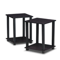 Furinno Simplistic 2-Tier Side Table Set of 2 | Dark Walnut Nightstand