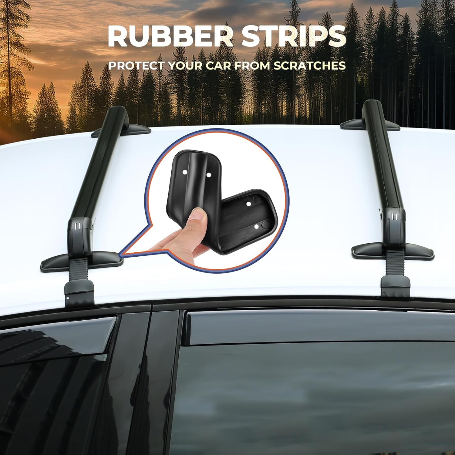GEARZAAR 105cm Universal Car Roof Bars | Lockable Black Aluminum Racks