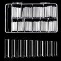 SAVITA 500pcs XXL Extra Long Clear Nail Tips – No C Curve Tapered Square