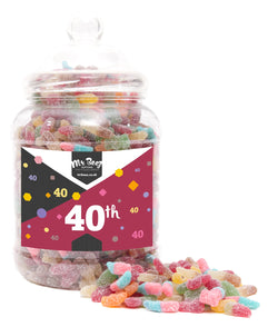 Jolof Store 40th Birthday Fizzy Mix Retro Sweet Jar - Halal, 1.7kg