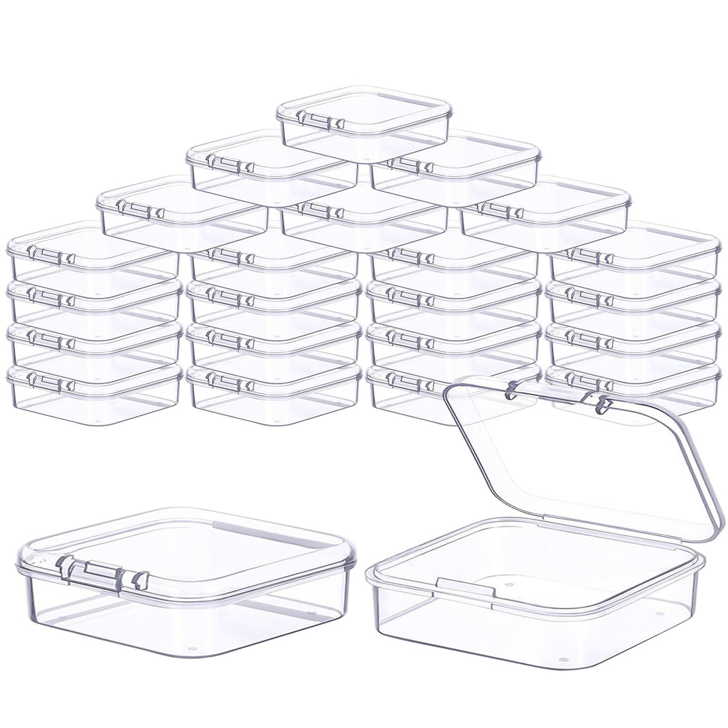 Prmape Pack of 24 Storage Boxes with Lid, Small, 6.5 x 6.5 x 2 cm, Rectangular Empty Mini Storage Box