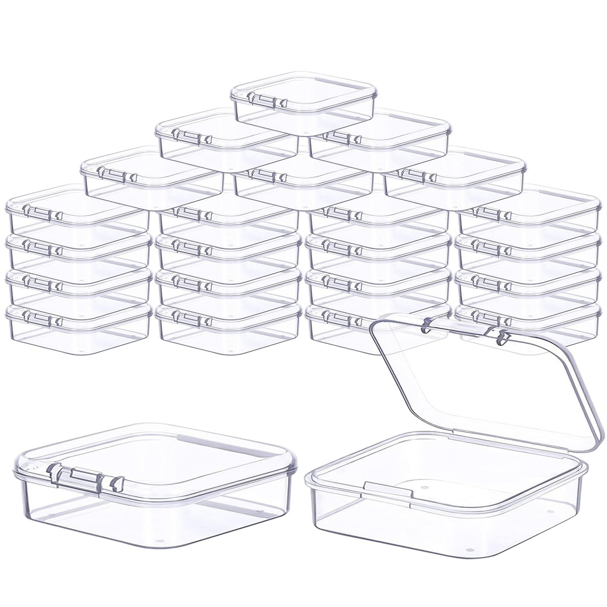Prmape Pack of 24 Storage Boxes with Lid, Small, 6.5 x 6.5 x 2 cm, Rectangular Empty Mini Storage Box