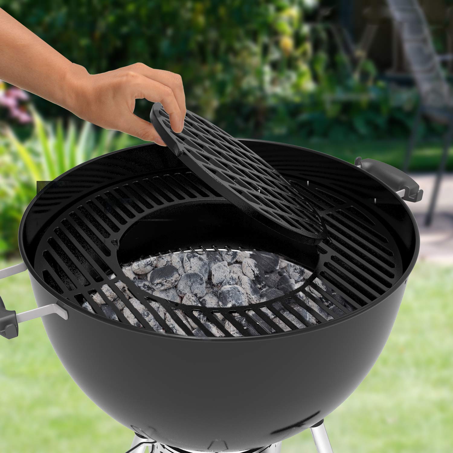 Onlyfire Cast Iron Gourmet BBQ Cooking Grate for 57CM Weber Grills
