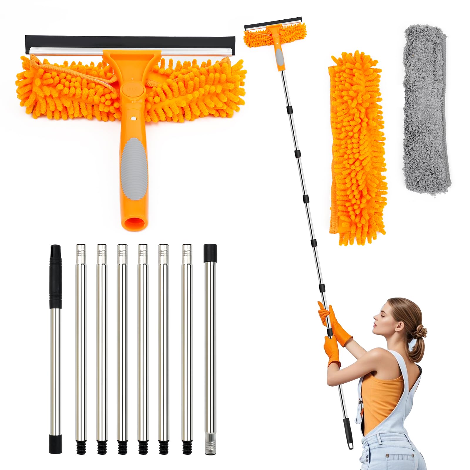 Lapluied 4M Telescopic Window Cleaner – 3-in-1 Long Reach Squeegee Kit