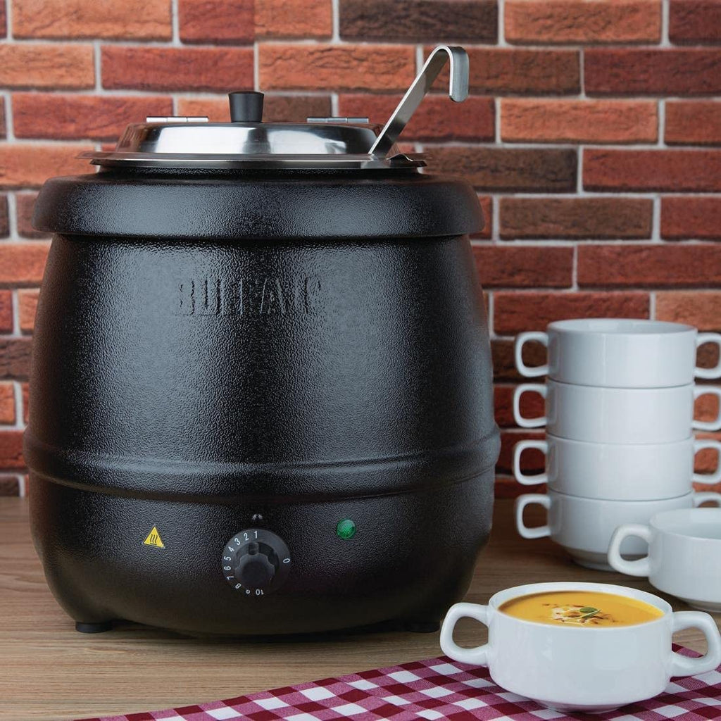 Buffalo 10L Soup Kettle – Black Electric Wet Heat Buffet Food Warmer