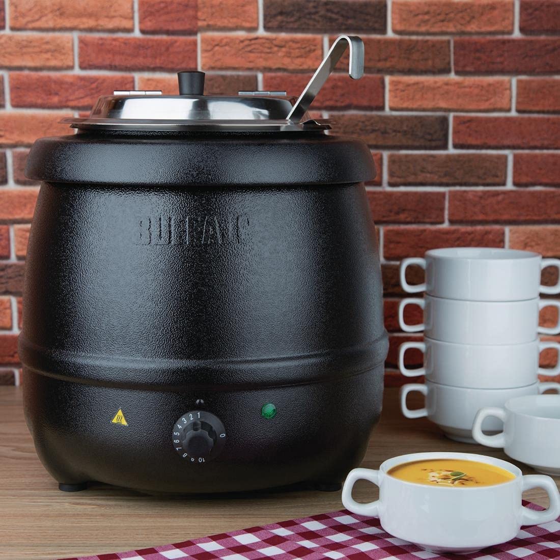 Buffalo 10L Soup Kettle – Black Electric Wet Heat Buffet Food Warmer