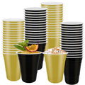 Regaosly 60 Pcs Black and Gold Plastic Cups – 16oz Reusable Party Cups