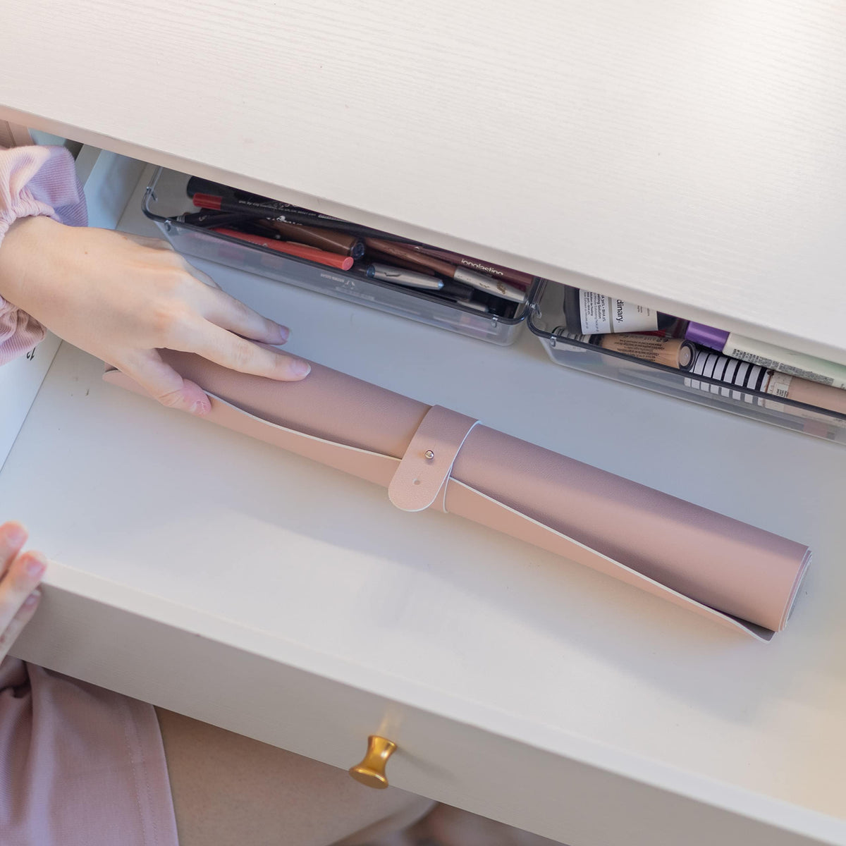 Makeup Mat for Vanity Top Protector, Cover Work Table Waterproof, Oilproof Dustproof Smooth and Soft, Pink 31.5" x 15.7" from NemoHome - image 3