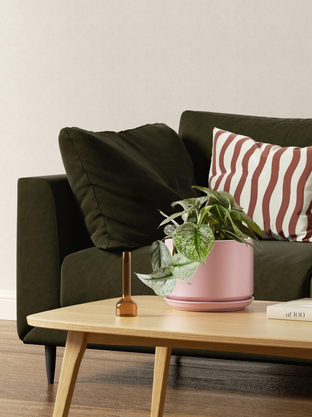 LE TAUCI Ceramic Plant Pots | Set of 3 Indoor Planters with Drainage - Pink