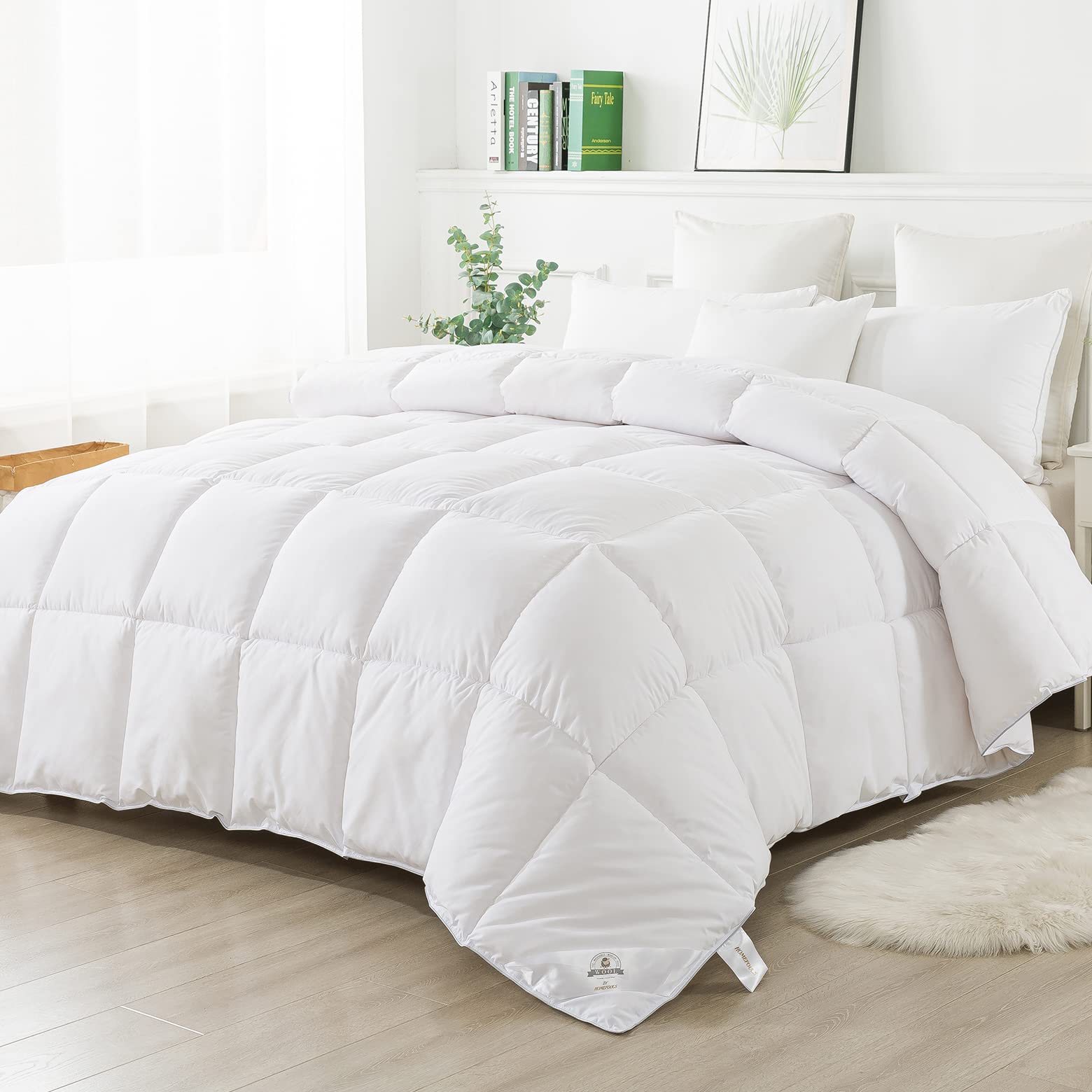 HOMEFOUCS King Size Wool Duvet | 13.5 Tog Washable All-Season Quilt