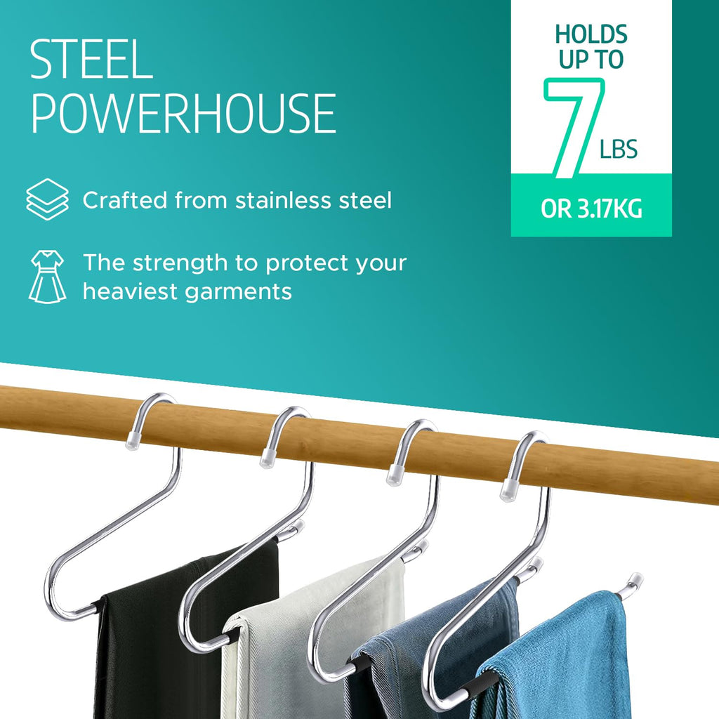 Open Ended Metal Trouser Hangers – Non-Slip Rubber Coated 50 Pack