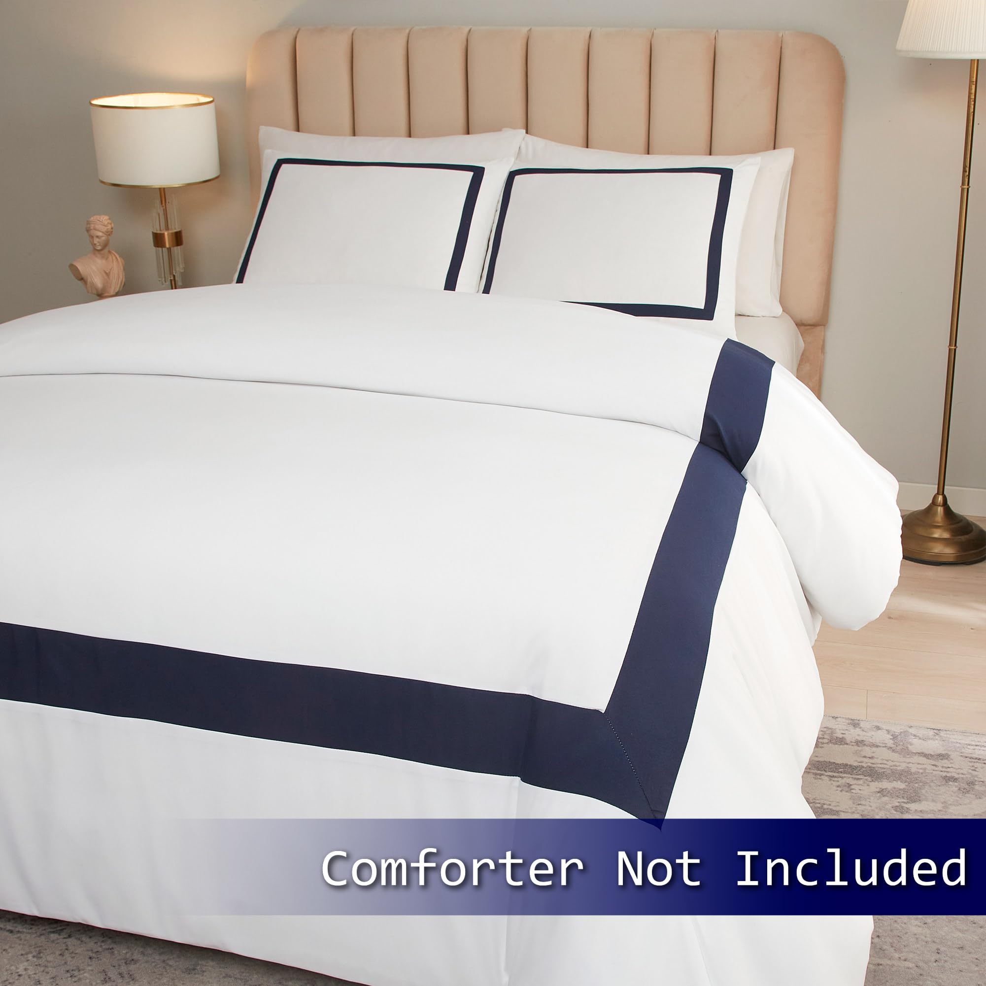 OSVINO Microfiber Duvet Cover Set | Navy Simple Line Bedding – Double