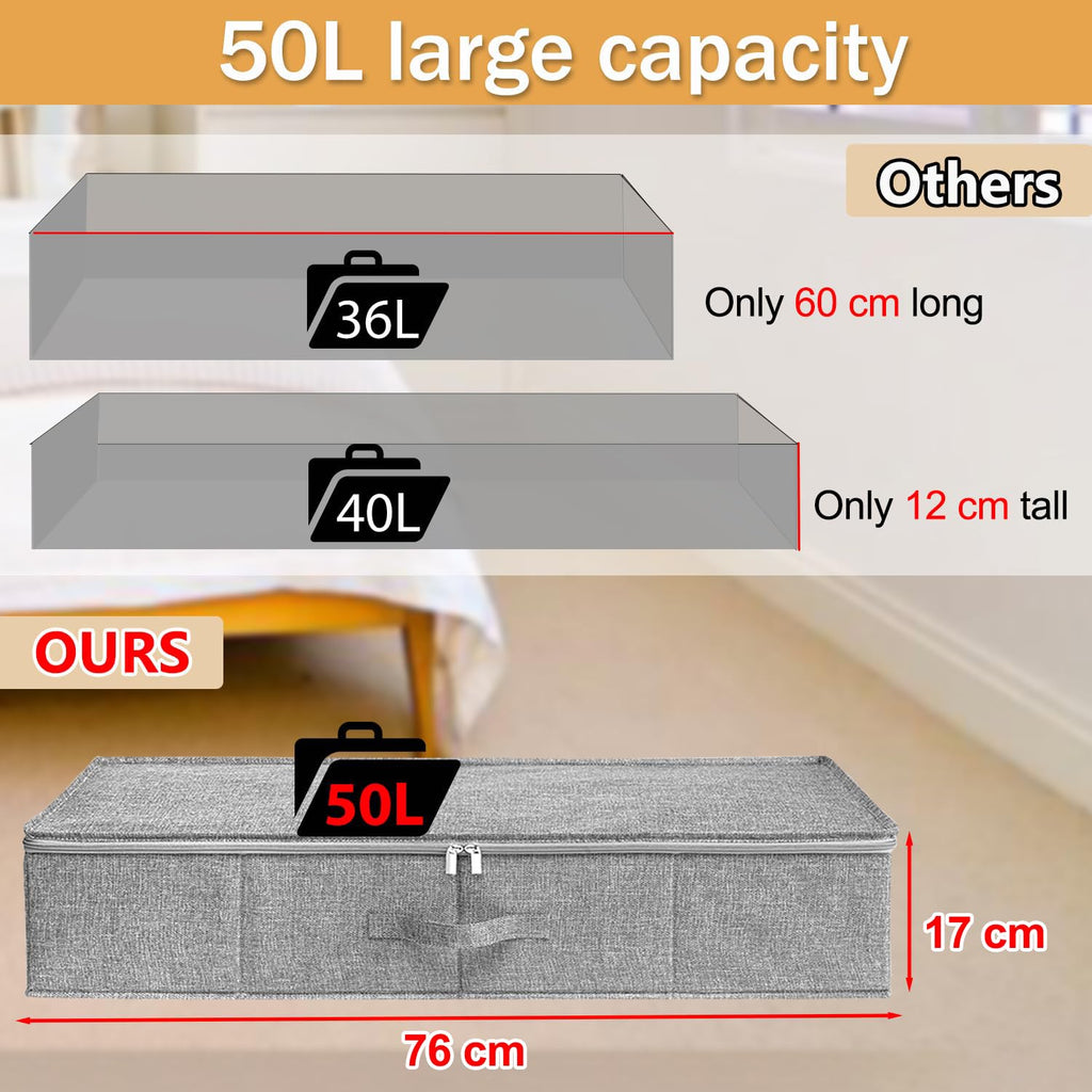 Jolof Store Under Bed Storage Boxes - 3 Pack Foldable Fabric Organisers