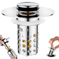 JTENGYAO 3-in-1 Universal Pop Up Sink Plug | Stainless Steel Hair Catcher