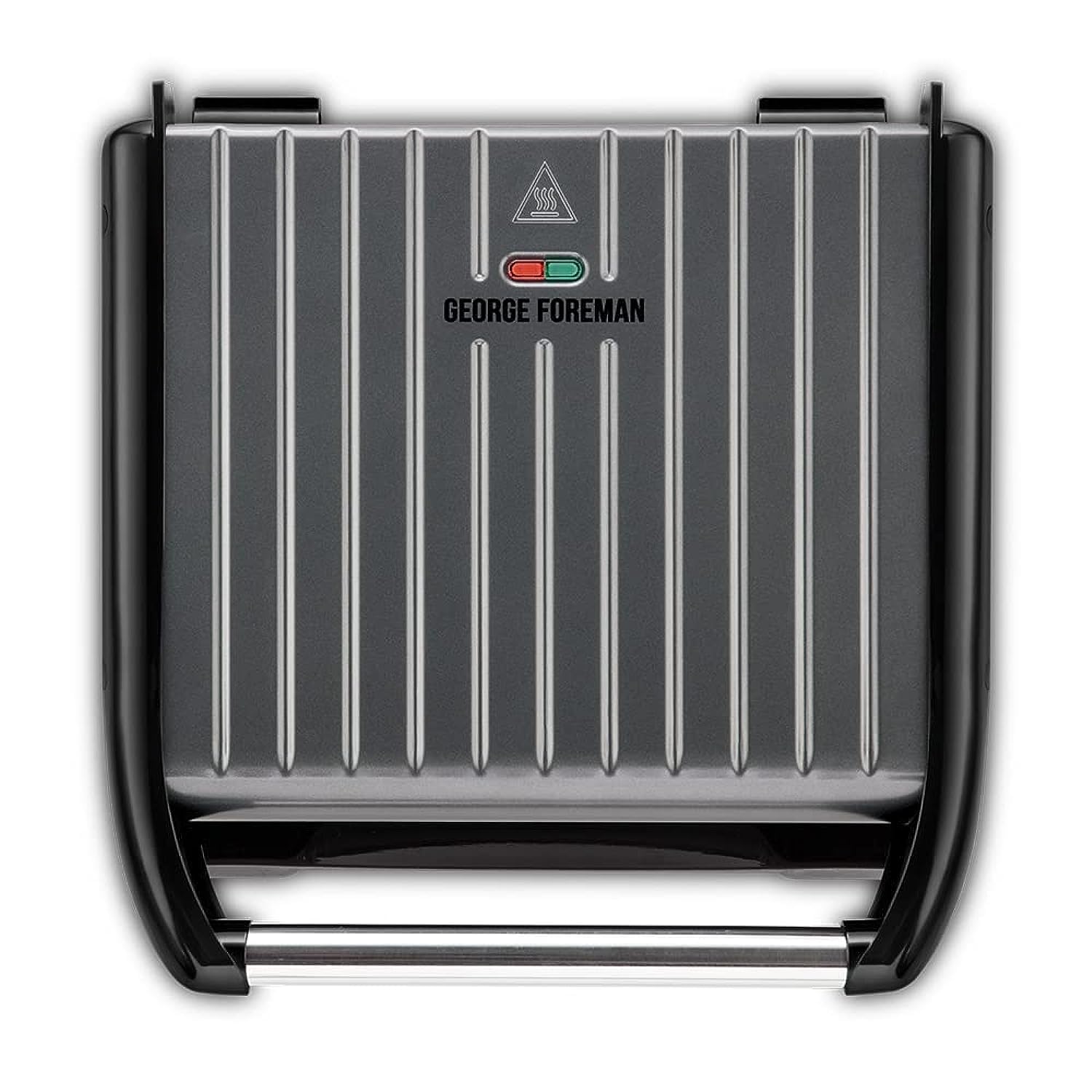 George Foreman Large Electric Steel Grill | Non-Stick Panini Press - Grey