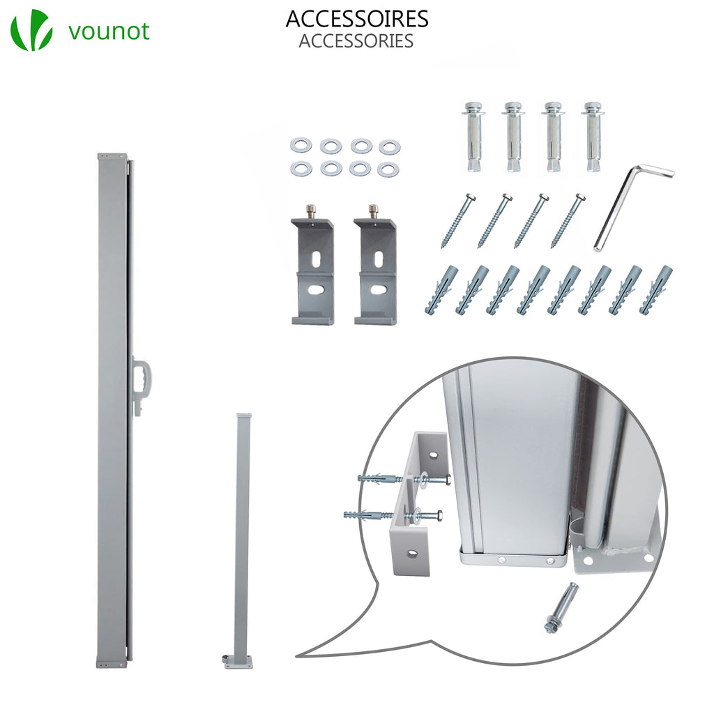VOUNOT Retractable Side Awning - 160 x 300 cm Outdoor Privacy Screen
