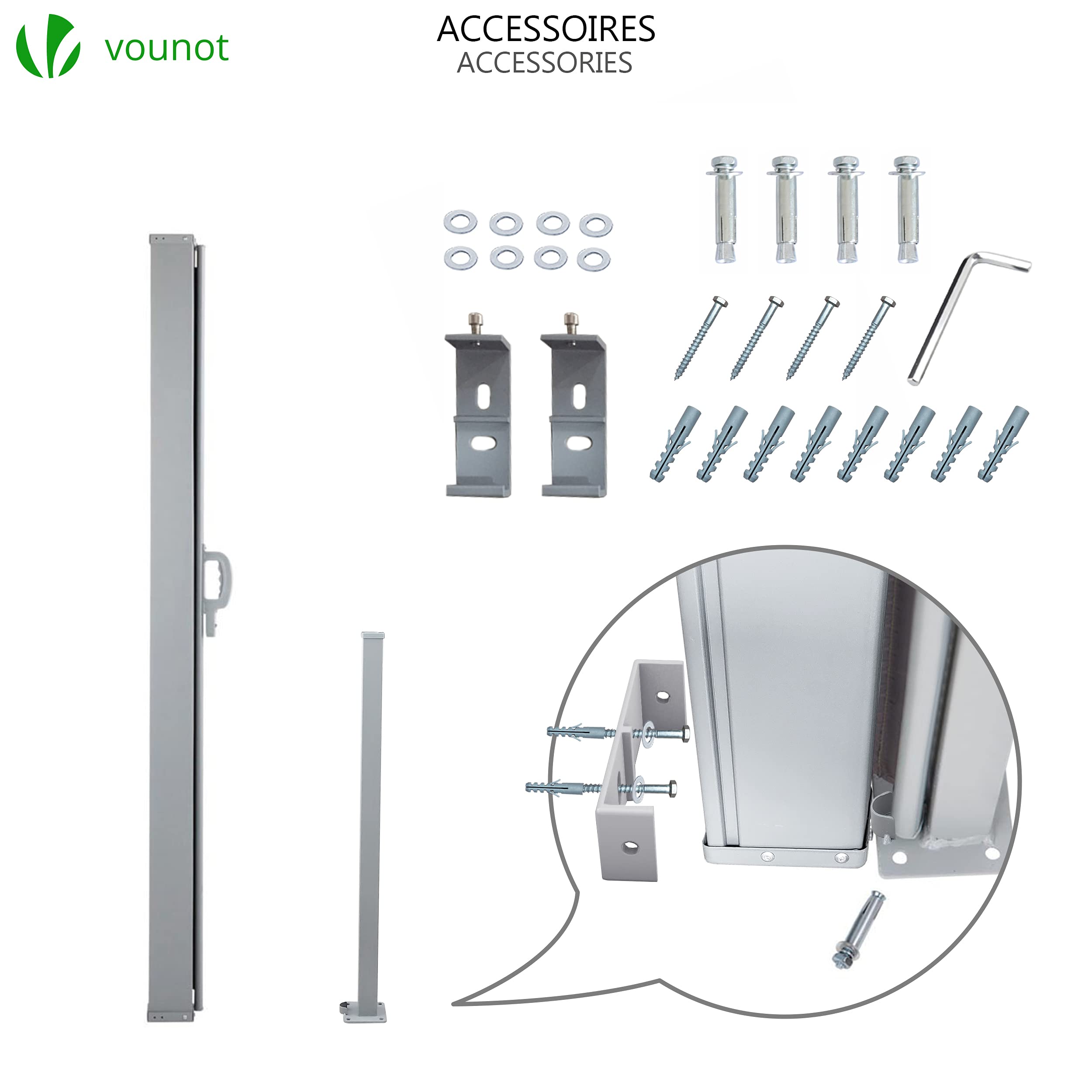 VOUNOT Retractable Side Awning | 180 x 300 cm Outdoor Privacy Screen