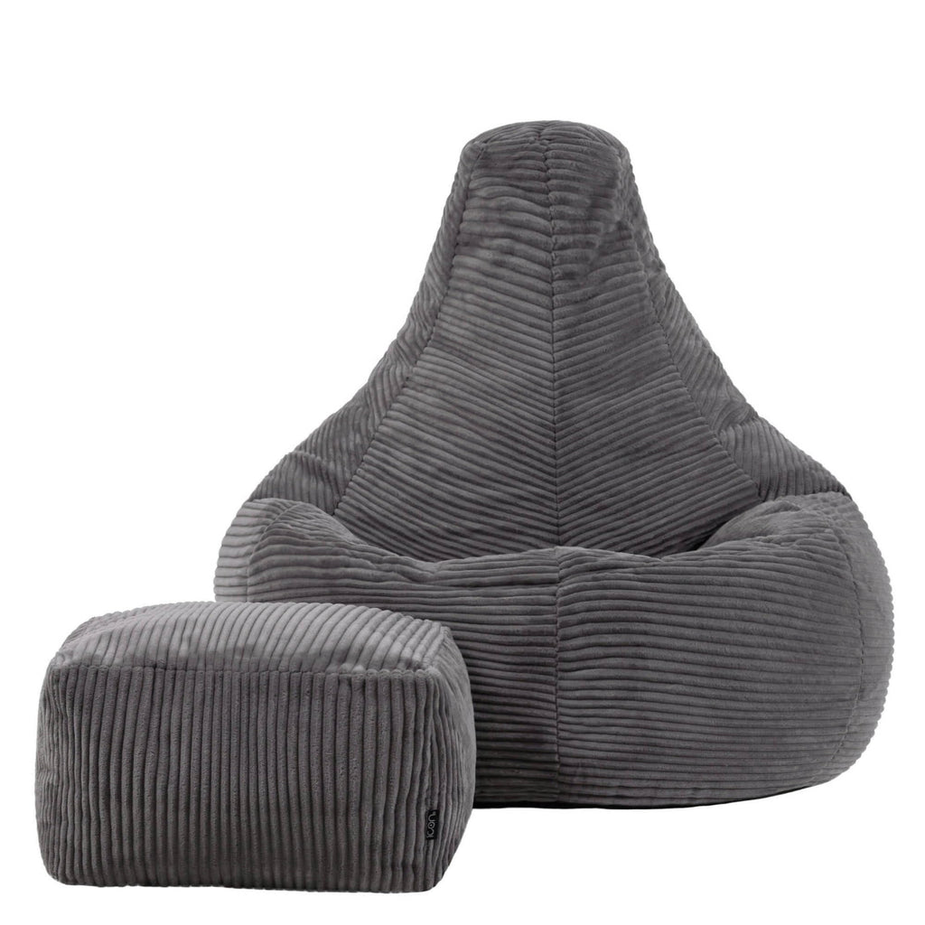icon Dalton Cord Bean Bag & Footstool with Filling Included, Grey - image 4