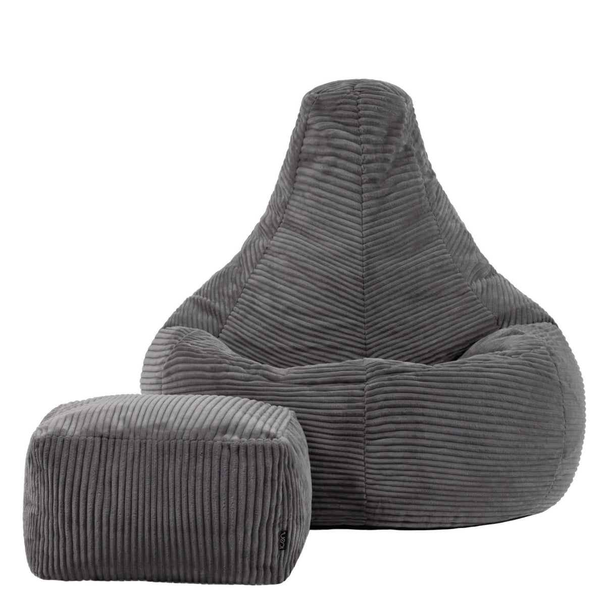 icon Dalton Cord Bean Bag & Footstool with Filling Included, Grey - image 4