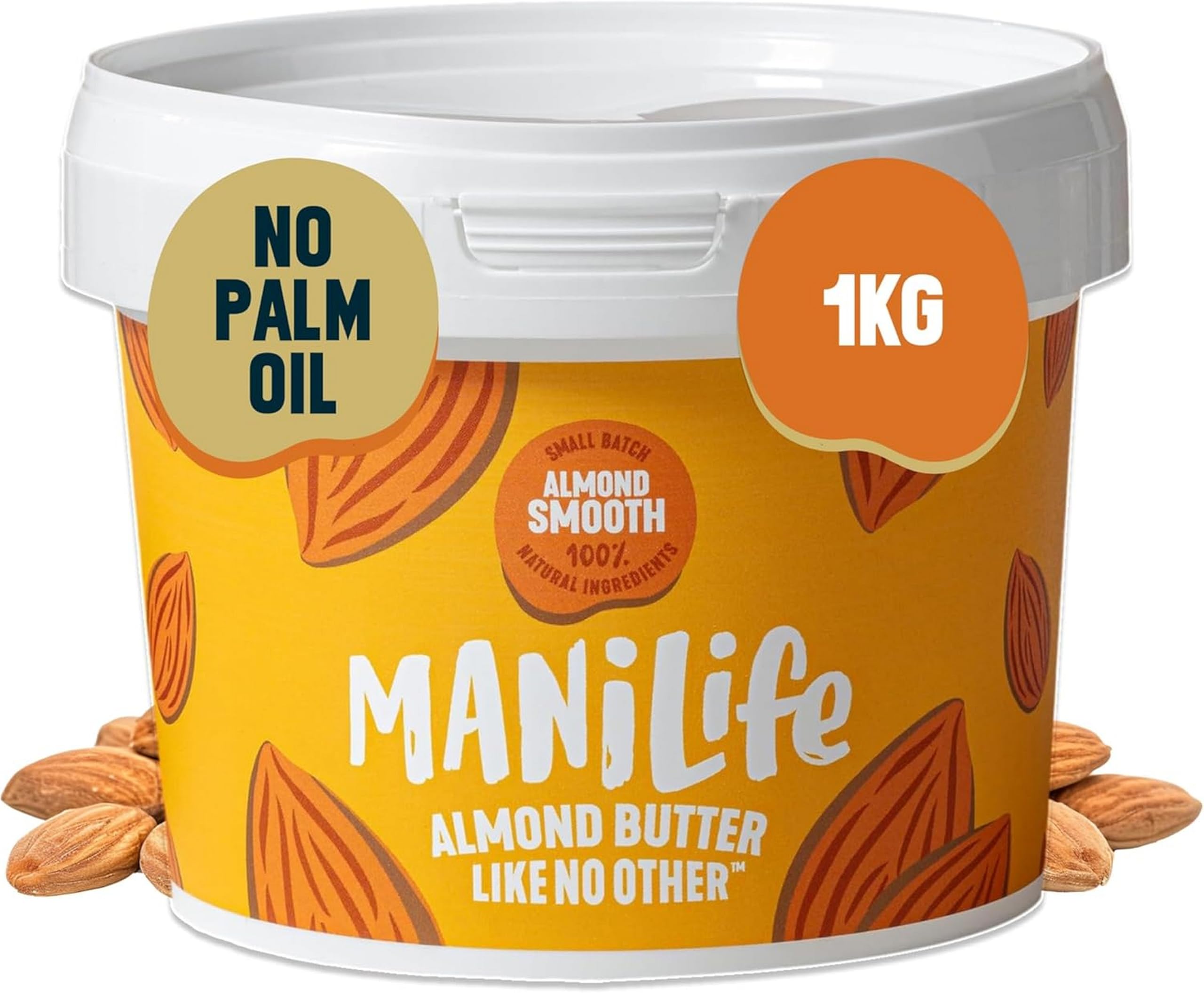 ManiLife Smooth Almond Butter – 1kg Jar, Vegan & No Palm Oil