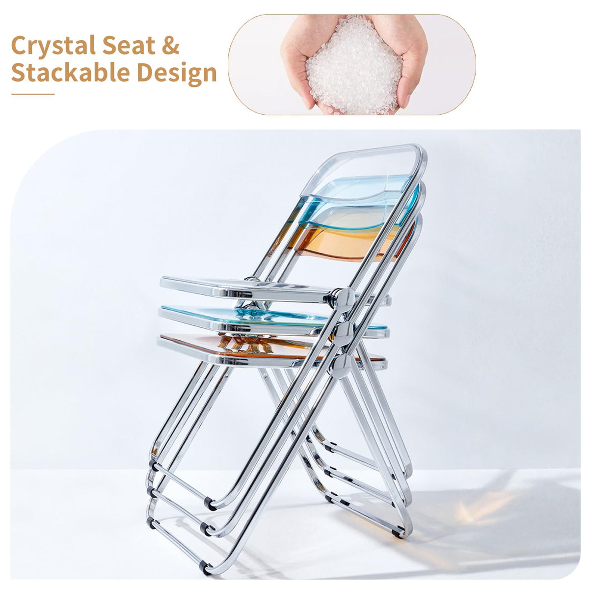 TAO ONE Acrylic Folding Chair Clear Morden Chrome Chair-Tawny - image 5
