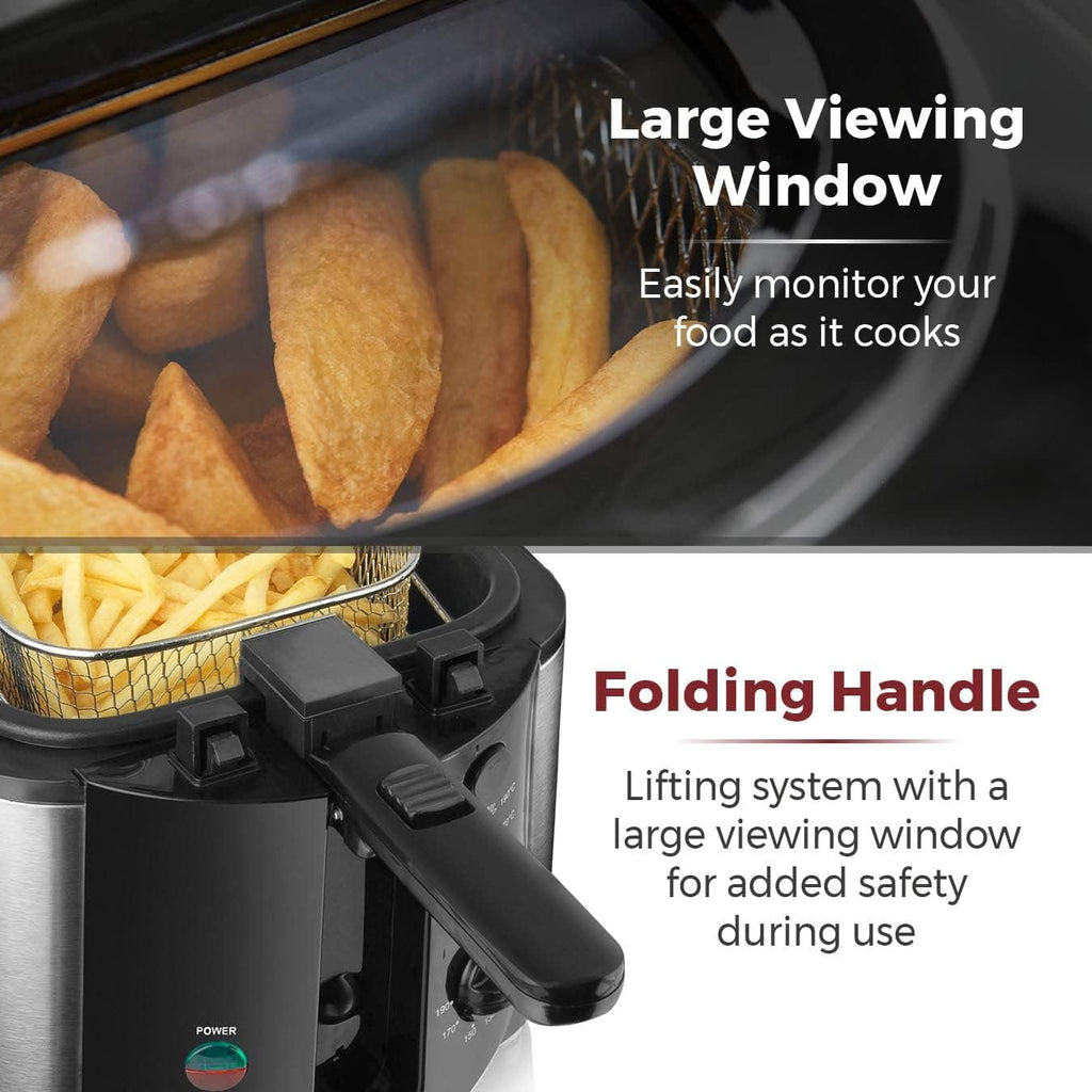 Tower T17001 Deep Fat Fryer | 2L Capacity, 1500W Electric Fryer - Black