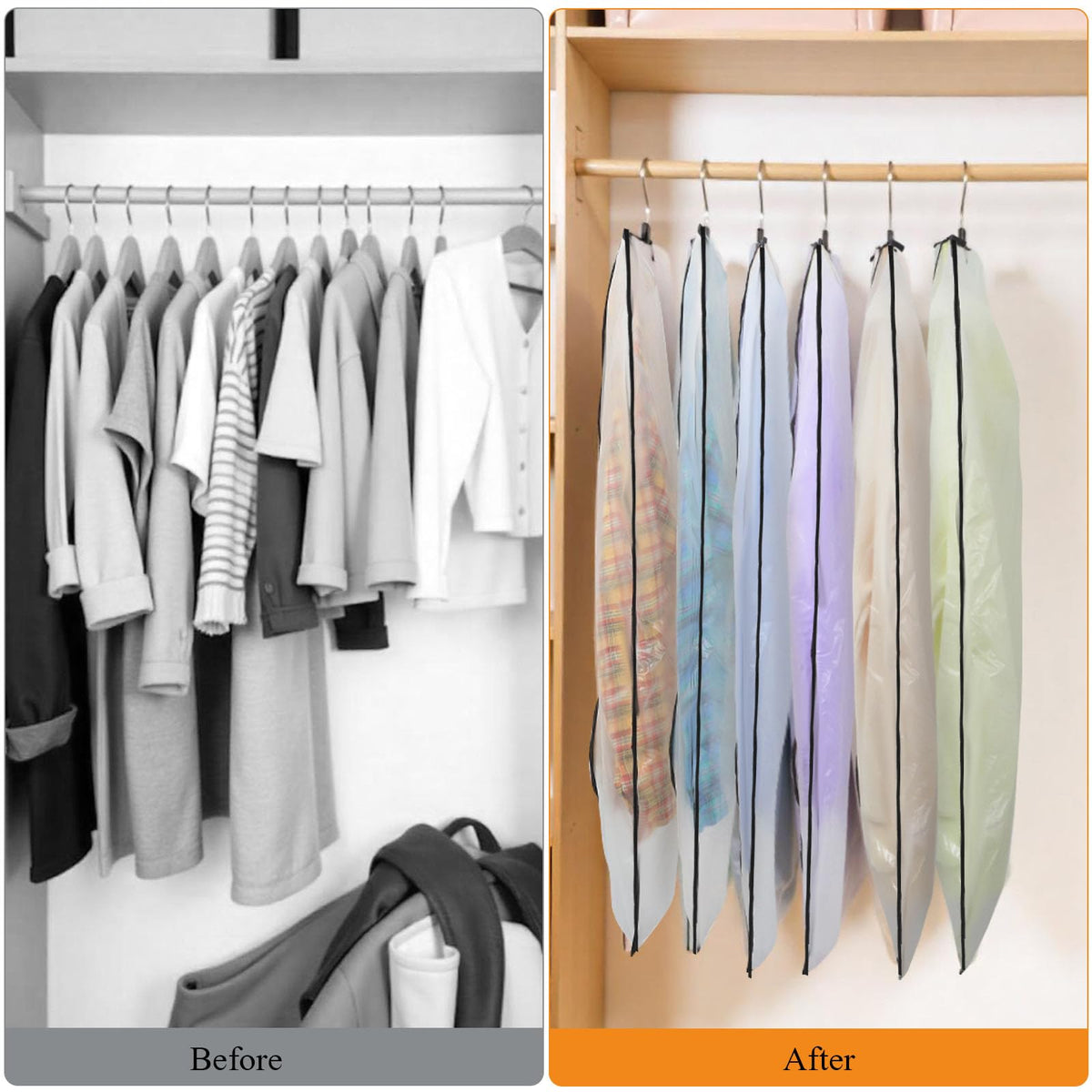 12 Pack Garment Bags, PEVA Translucent Clothes Covers, Suit Bag 40in+47in - image 5