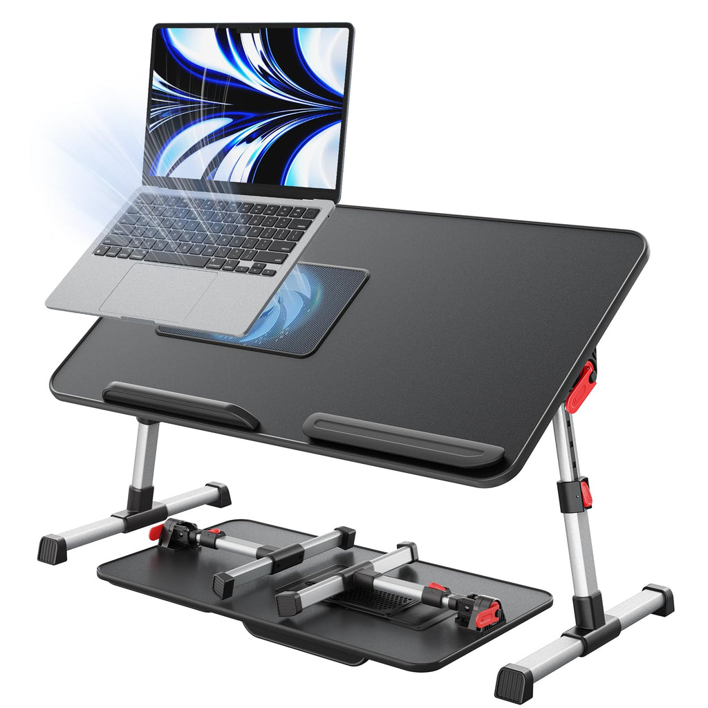 Cooling Table, Desk with USB Port, SAIJI Bed Table, lapdesk with fan, Adjustable Laptop Stand, folding table for Sofa, Bed, Floor, Breakfast - image 1