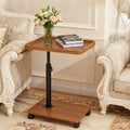 XUDREZ Adjustable Side Table, C Shaped Small Table with 4 Wheels 364° Swivel Tray, End Table for Living Room Bedroom Sofa Small Spaces Wood color