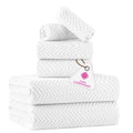 CASA COPENHAGEN 6-Piece Cotton Towel Set | 550 GSM Wave Textured - White