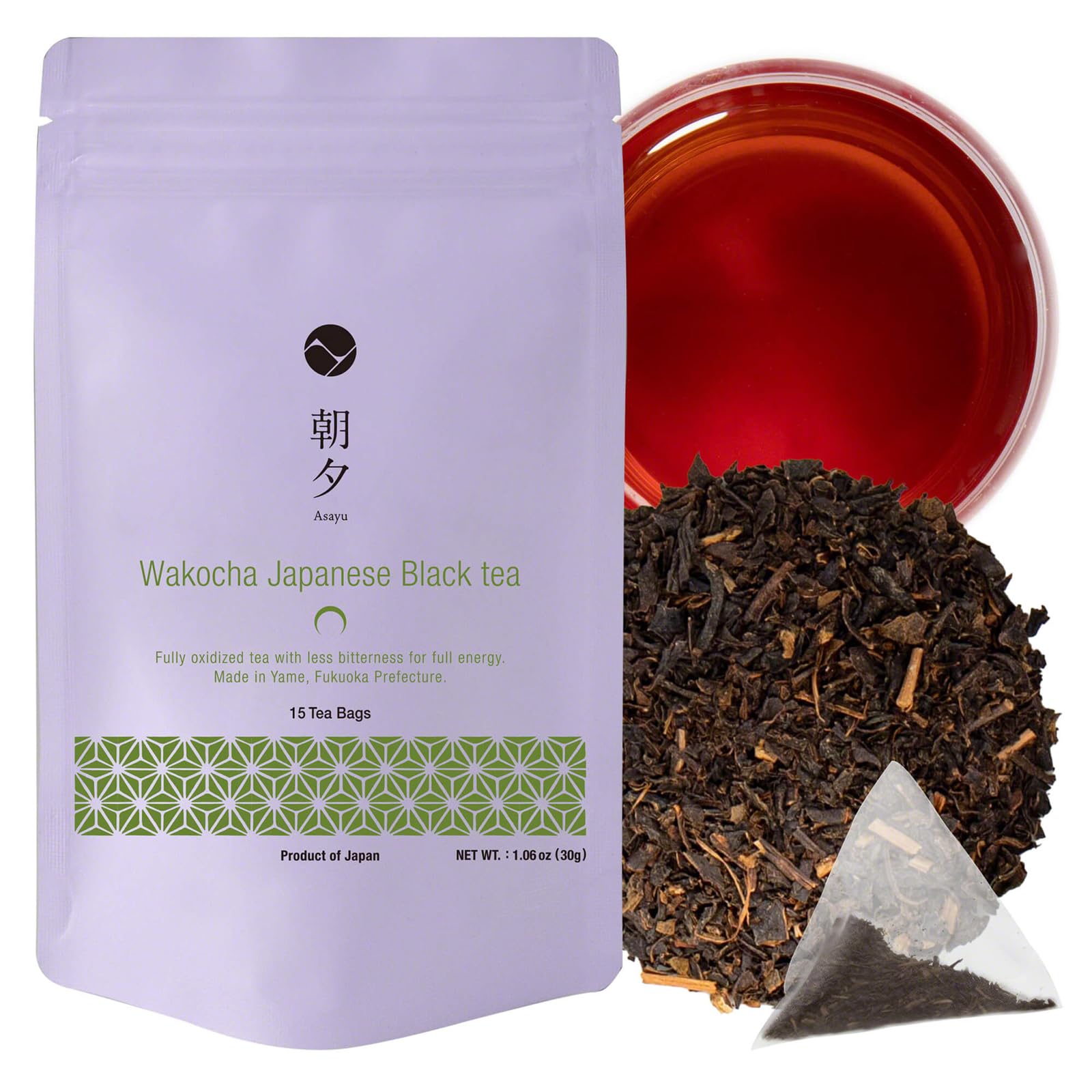Asayu Japan Wakocha Black Tea – 100% Japanese Tea Bags (15 Count)