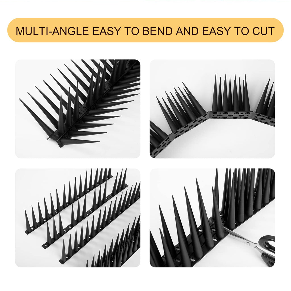 OFFO Bird Spikes – 12m Anti Pigeon Deterrent for Fences, 10cm High, Black