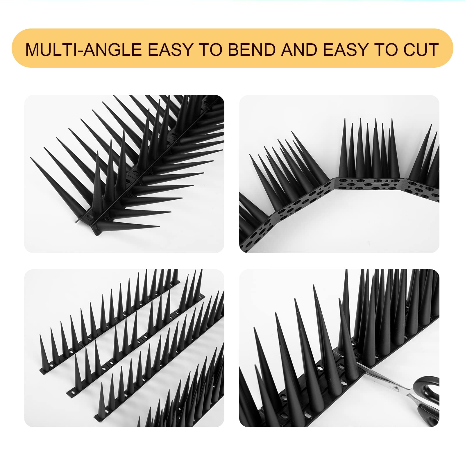 OFFO Bird Spikes – 12m Anti Pigeon Deterrent for Fences, 10cm High, Black