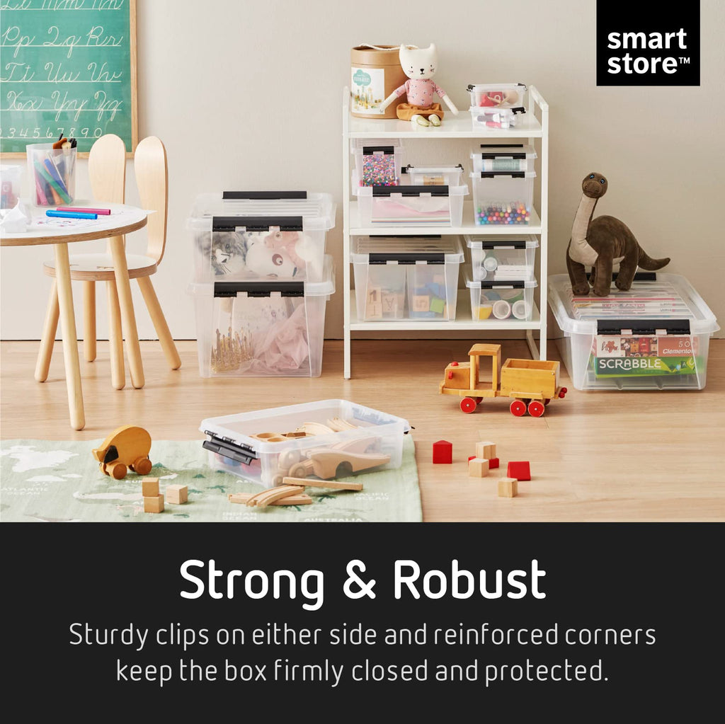 SmartStore 14L Clear Plastic Storage Boxes with Lids | 10 Pack Stackable