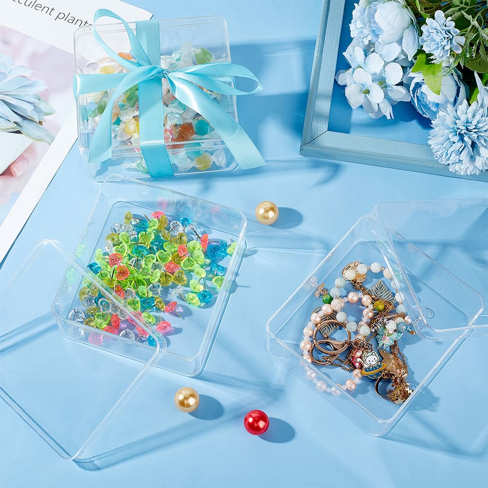 BENECREAT 4Pcs Acrylic Storage Boxes with Lids, 12x13x6cm Square Storage Containers Cube Storage Display Box for Wedding, Party, Treats - image 5