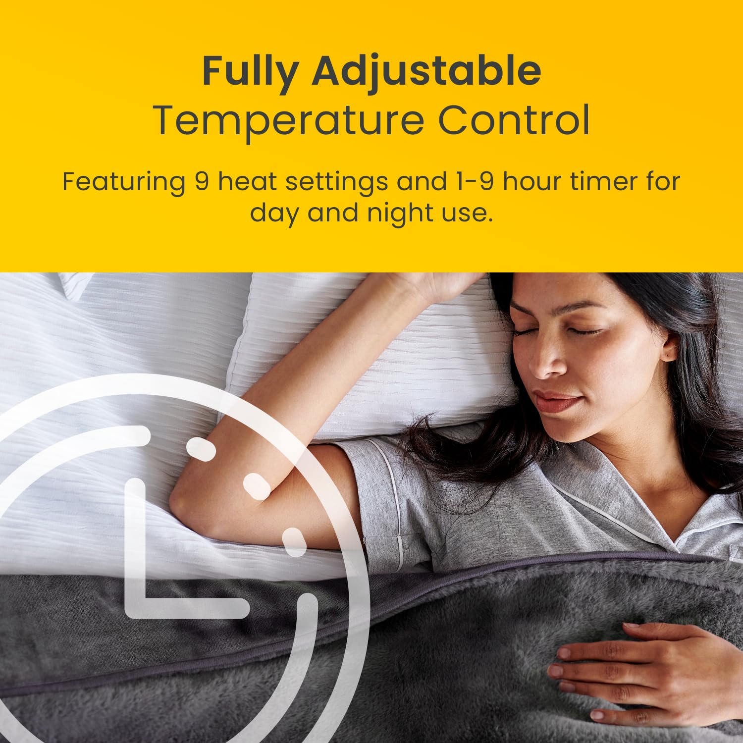 Cosi Home Luxury Faux Fur Heated Throw - Grey Electric Blanket, 160x130cm
