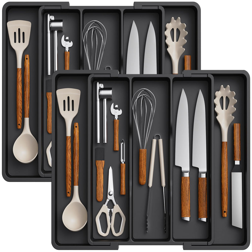 Lifewit Expandable Utensil Drawer Organiser | Large Plastic Cutlery Tray
