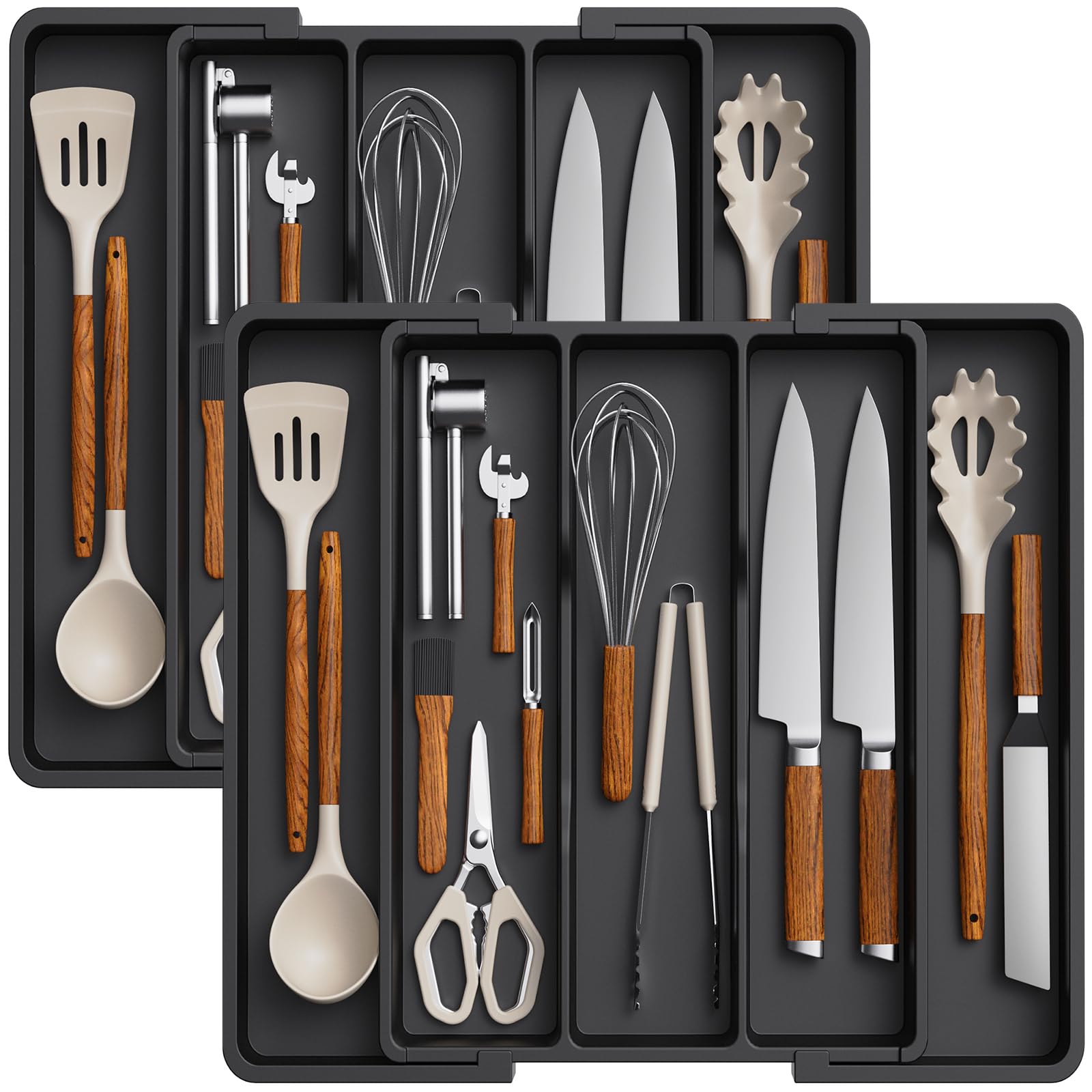Lifewit Expandable Utensil Drawer Organiser | Large Plastic Cutlery Tray