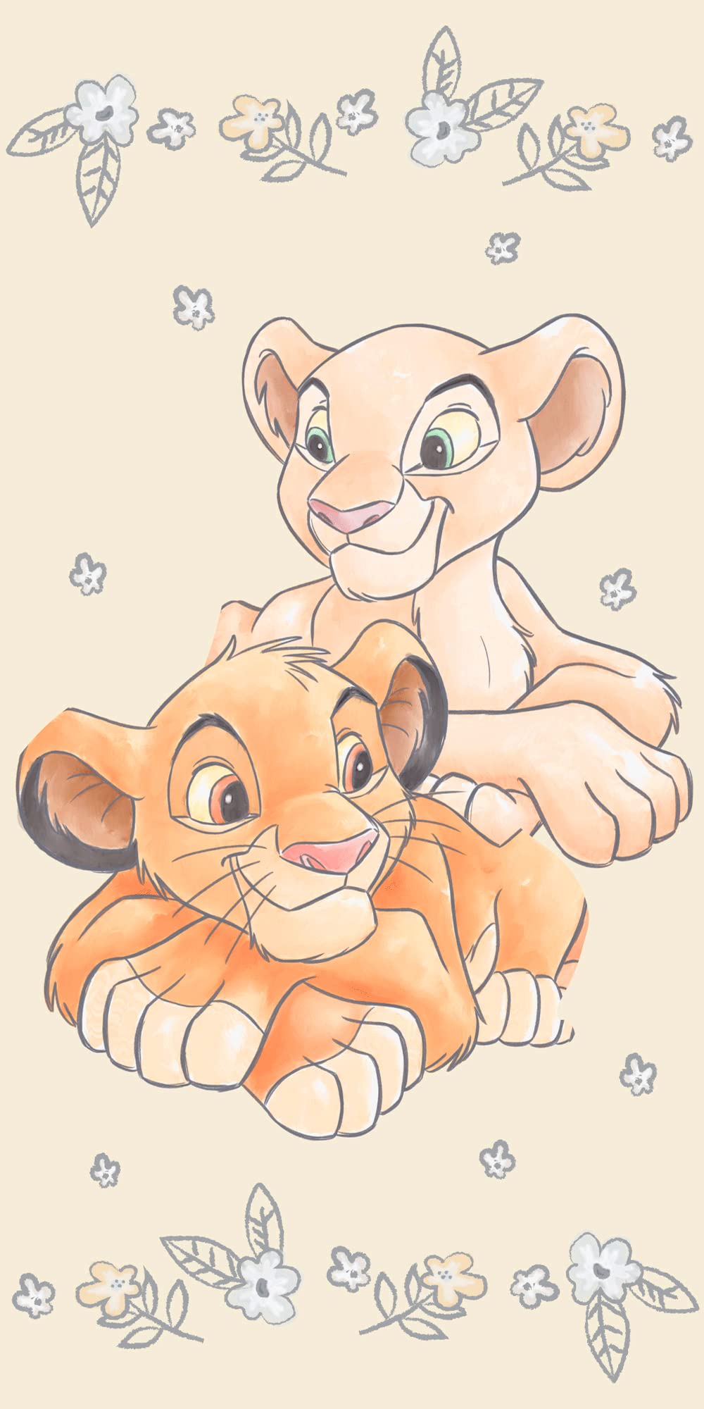 Jerry Fabrics Lion King Simba & Nala Cotton Beach Towel - 70x140 cm