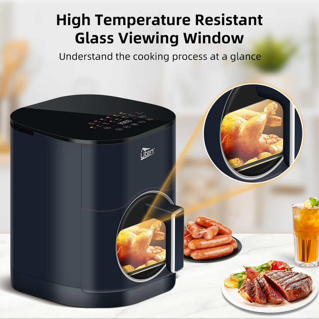 Uten Dual Blaze Air Fryer 5.5L | 14-in-1 Smart Cooker with Visual Window