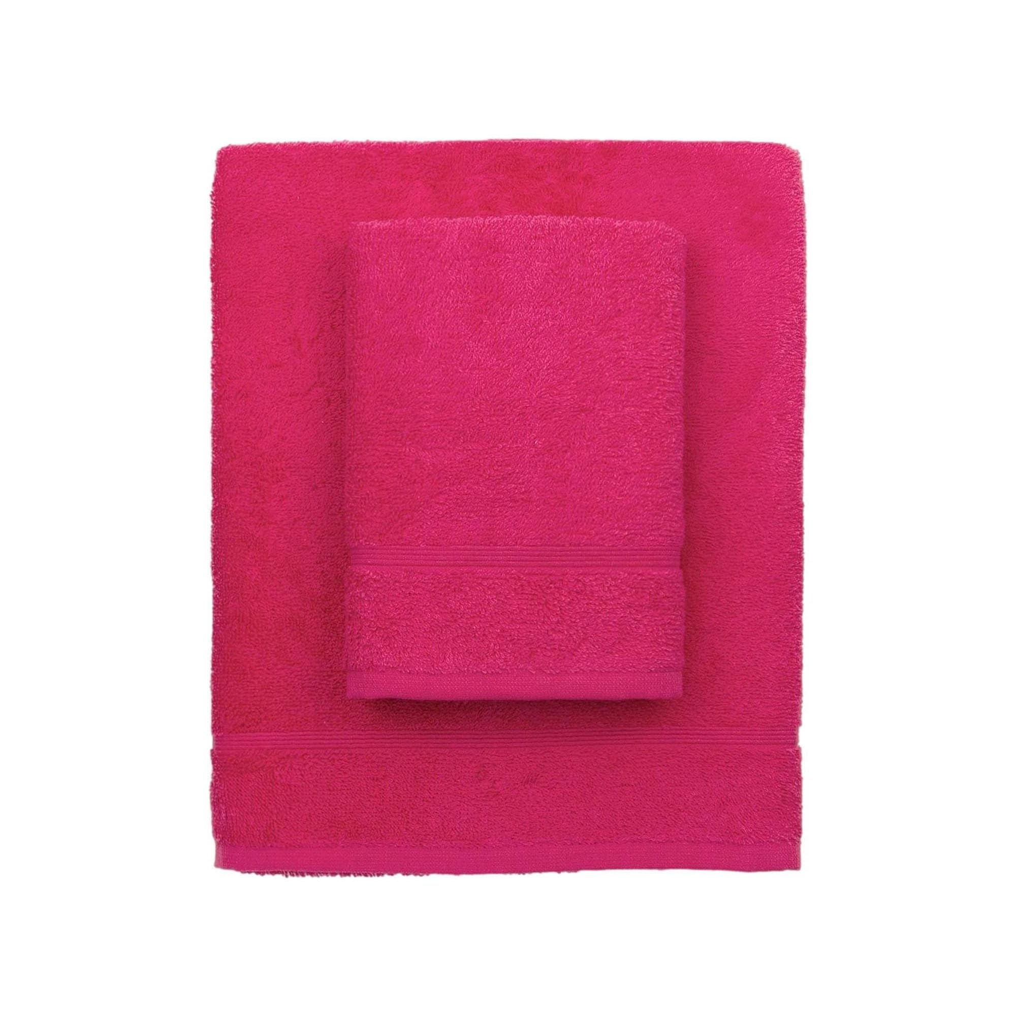 zer0bed 100% Cotton Terry Bath Towel Set - Fuchsia Soft Absorbent 2pc