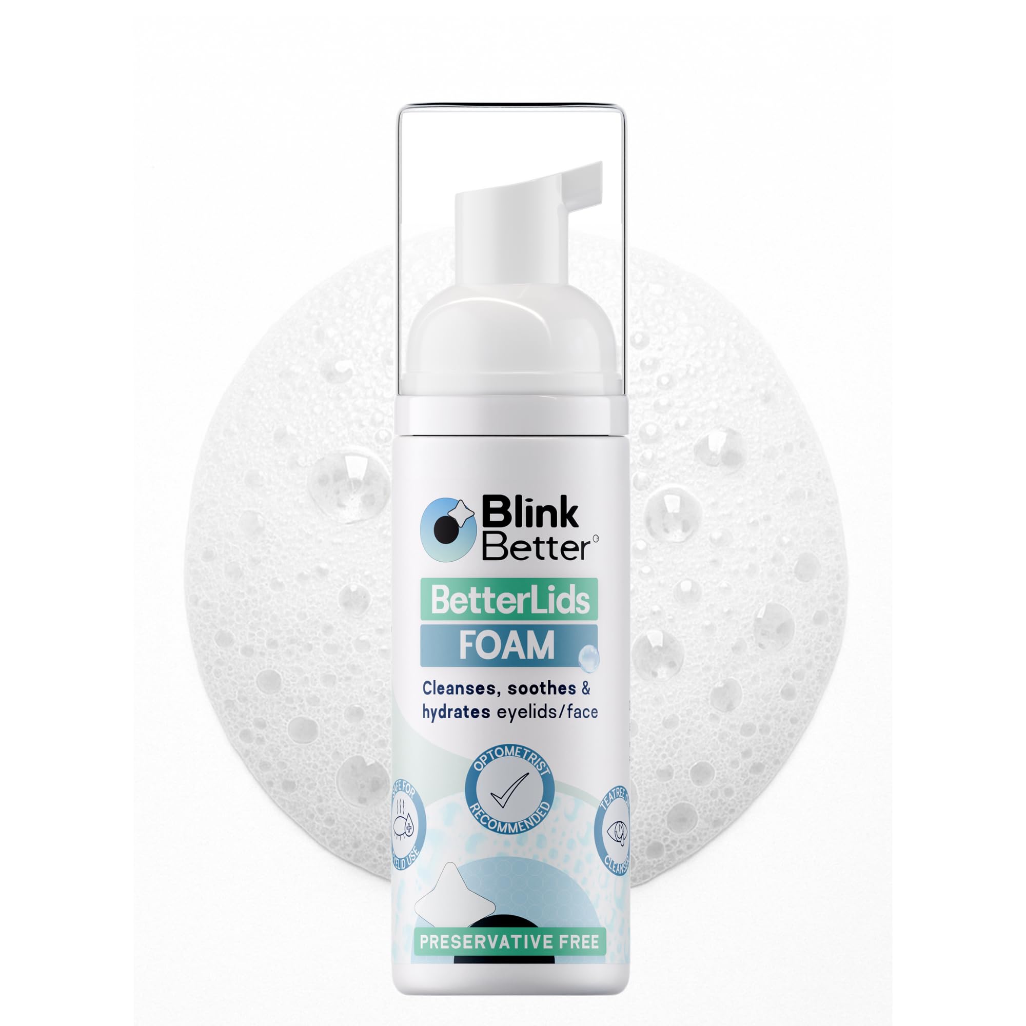 BlinkBetter Eyelid Foam Cleanser – Tea Tree Oil & Ectoin 4-in-1 Wash
