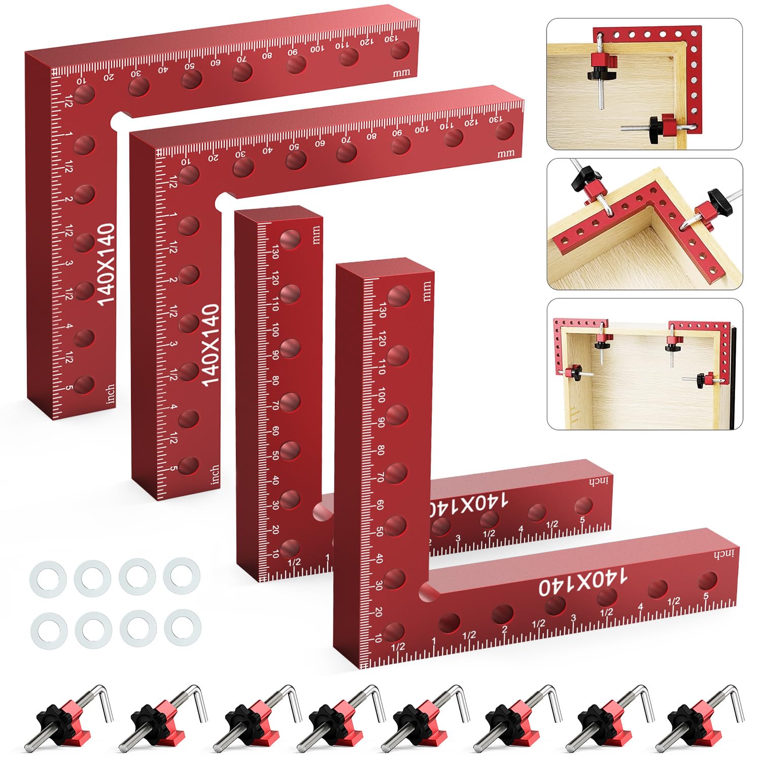 Housolution 90 Degree Aluminum Alloy Positioning Squares, 4-Pack