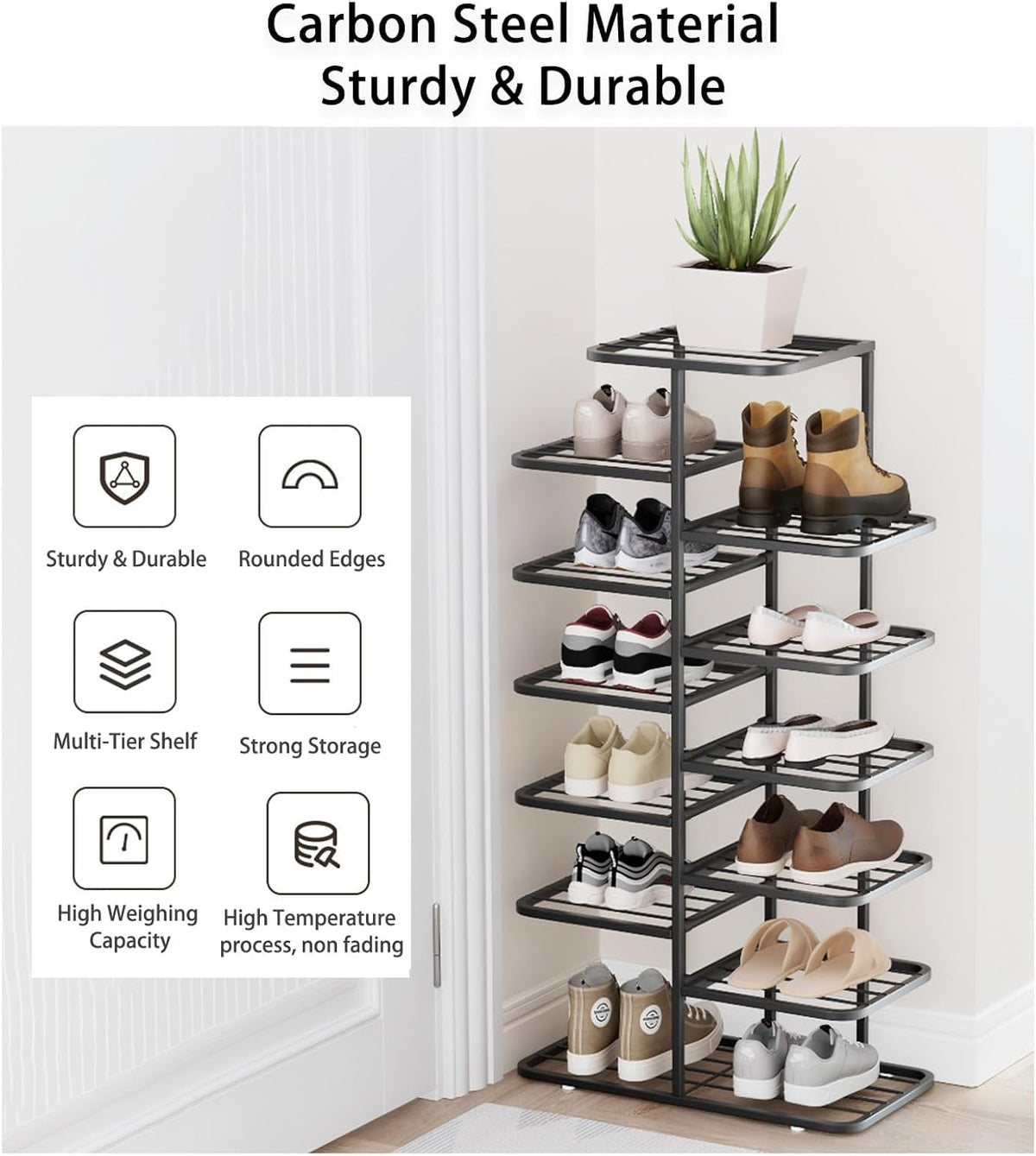 YOUSIS Vertical Shoe Rack Gold Metal, Multi Tier Shoe Storage Organizer - image 4