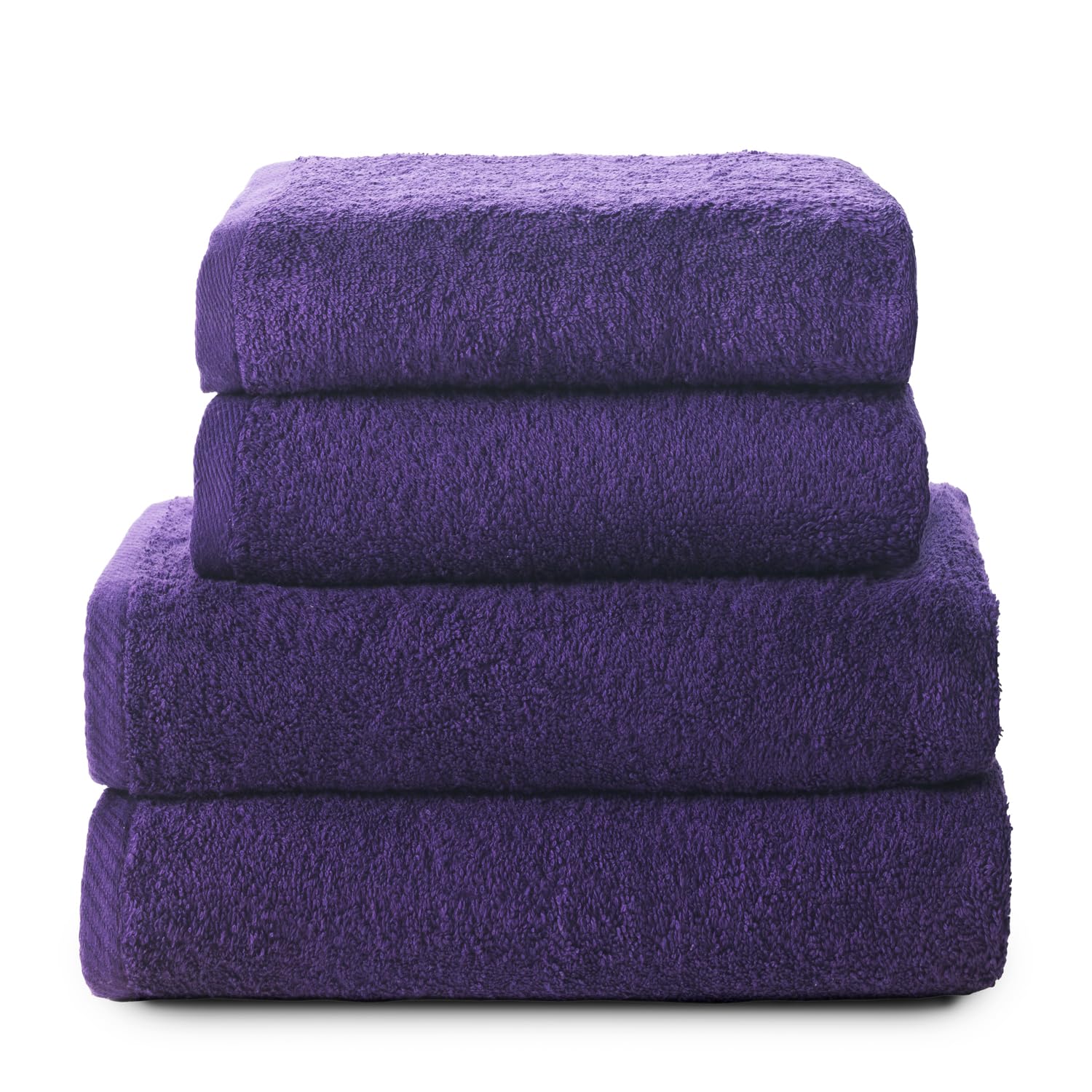 Jolof Store 4-Piece Cotton Bath Towel Set – 2 Bath & 2 Hand Towels – Purple