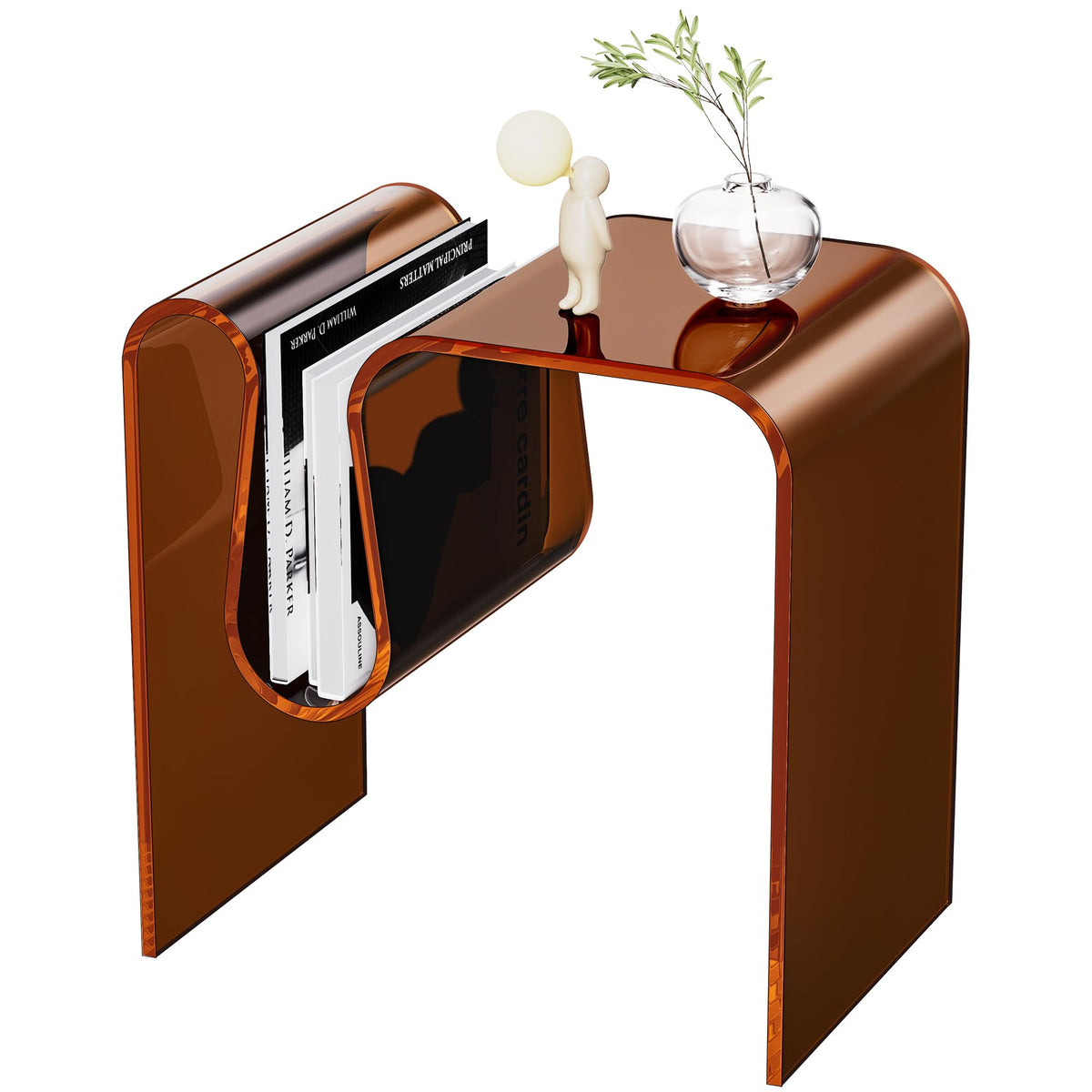 solaround Acrylic Side Table, Wavy Design Decor, 45 x 30 x 45 cm, Dark Brown - image 1