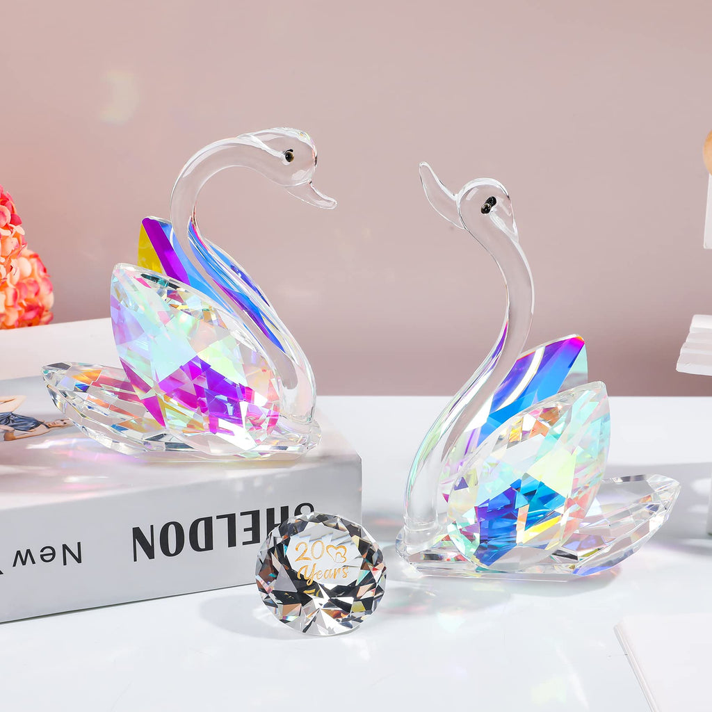 Crystal Swan Set – 20th Wedding Anniversary Glass Keepsake