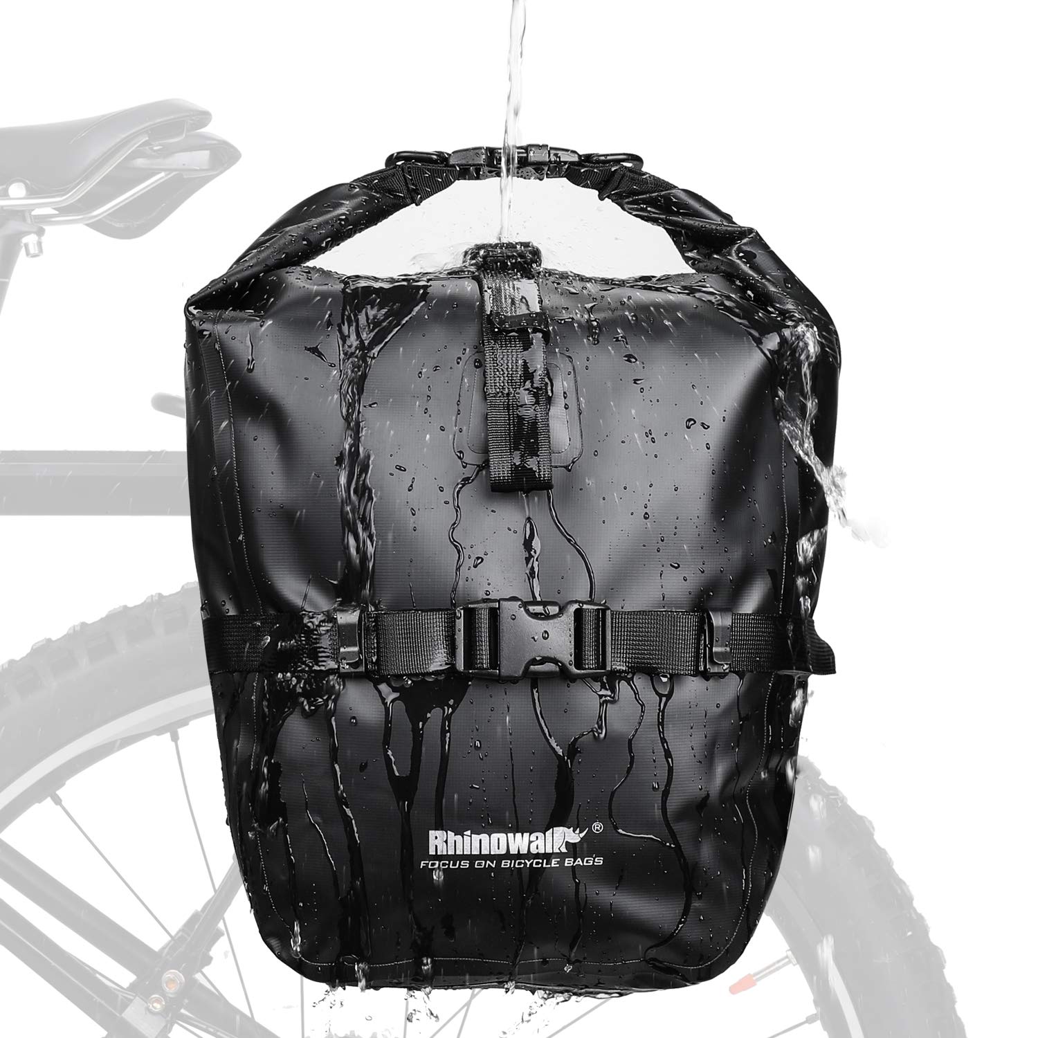 Rhinowalk Waterproof Bicycle Pannier Bag – 500D PVC Rear Seat Bag