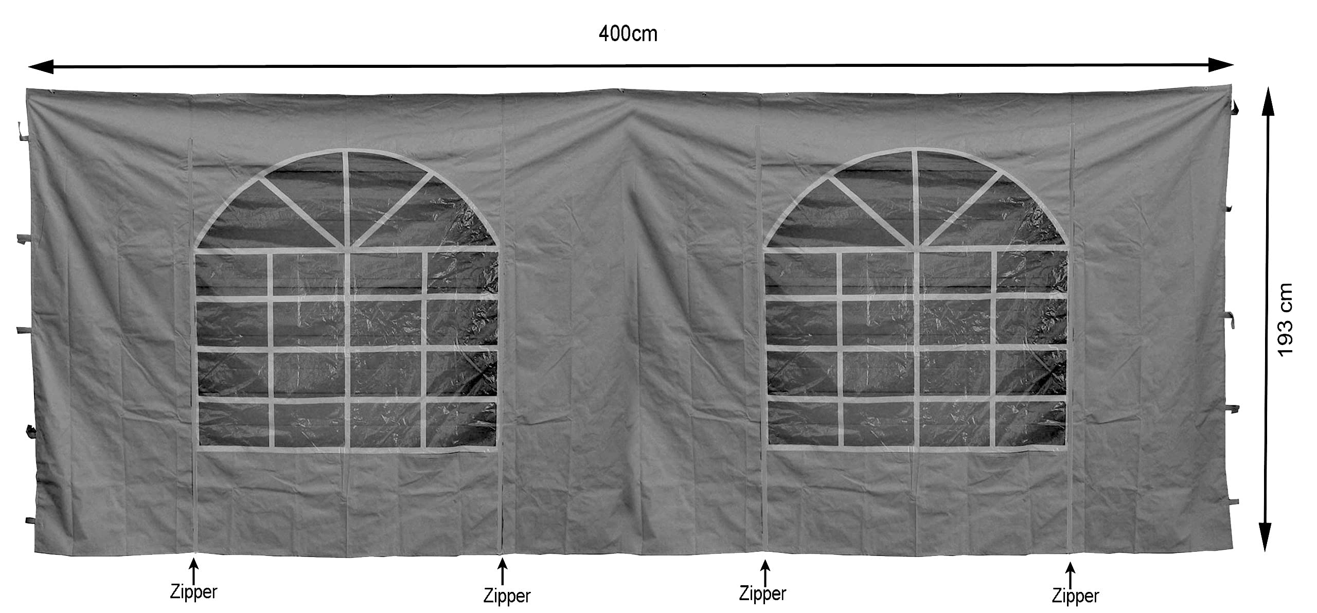 QUICK STAR Gazebo Side Panels - 2x Grey Waterproof Polyester Walls