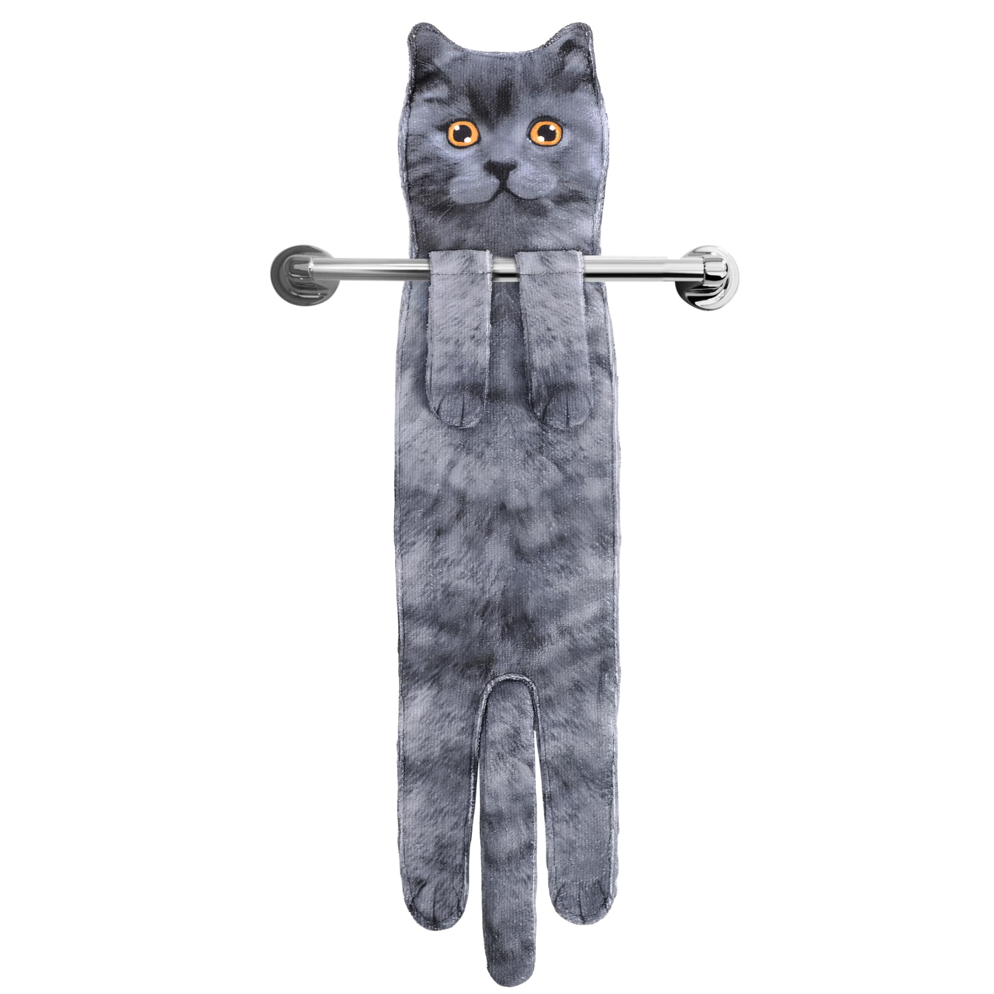 AGRIMONY Cat Hand Towels – Absorbent Hanging Bathroom & Kitchen Decor